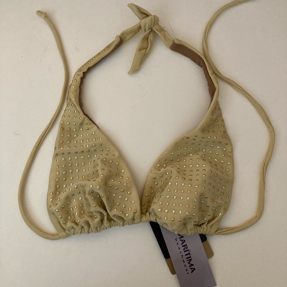 CIA.Maritima Light Golden Bikini Top Petite Small Brand New - Picture 1 of 5